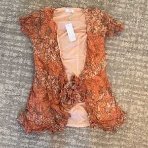 SAGE Rust and Brown Floral Blouse